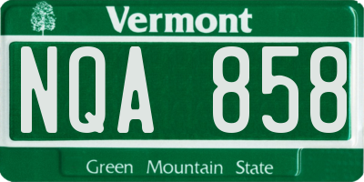 VT license plate NQA858