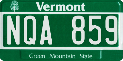 VT license plate NQA859
