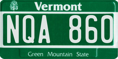 VT license plate NQA860