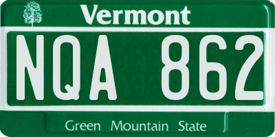 VT license plate NQA862