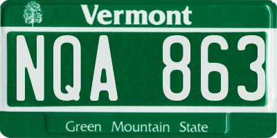 VT license plate NQA863