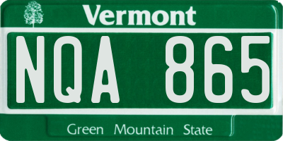 VT license plate NQA865