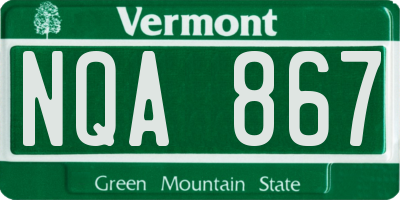 VT license plate NQA867