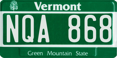 VT license plate NQA868