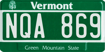 VT license plate NQA869