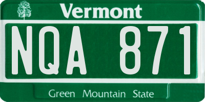 VT license plate NQA871