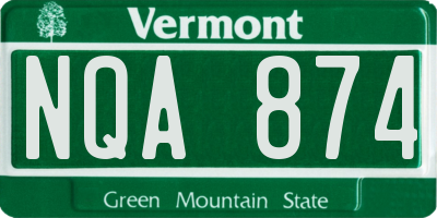 VT license plate NQA874