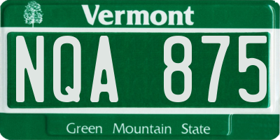 VT license plate NQA875