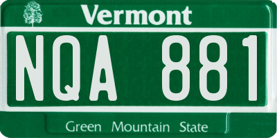 VT license plate NQA881