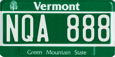 VT license plate NQA888