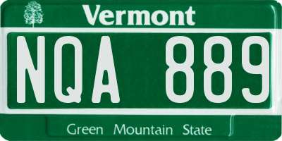 VT license plate NQA889