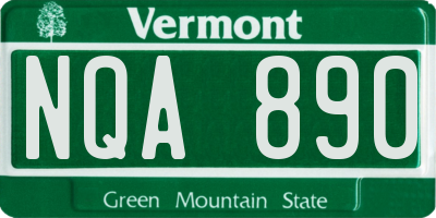 VT license plate NQA890