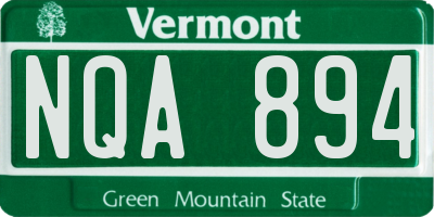 VT license plate NQA894