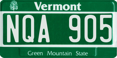 VT license plate NQA905