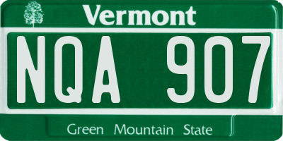 VT license plate NQA907