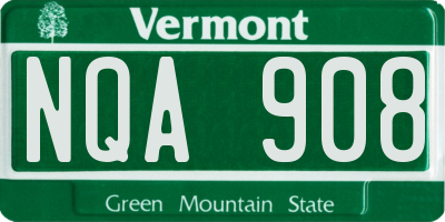 VT license plate NQA908