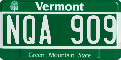 VT license plate NQA909