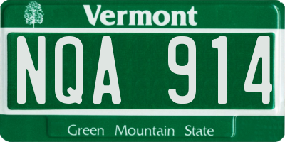 VT license plate NQA914