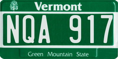VT license plate NQA917