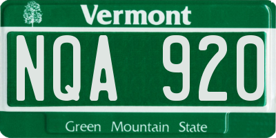 VT license plate NQA920
