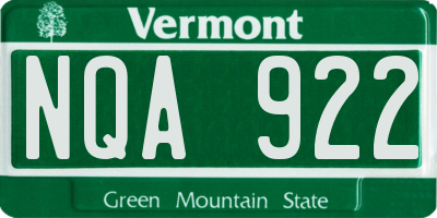 VT license plate NQA922