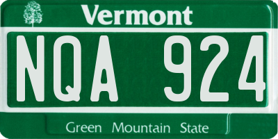 VT license plate NQA924