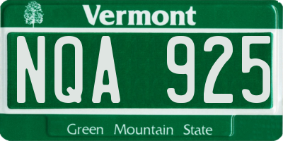 VT license plate NQA925