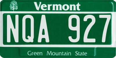 VT license plate NQA927