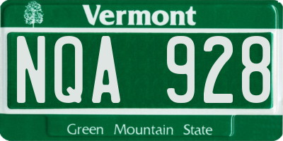VT license plate NQA928