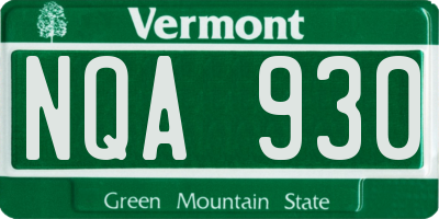 VT license plate NQA930