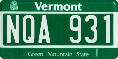 VT license plate NQA931