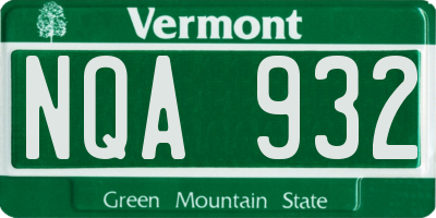 VT license plate NQA932