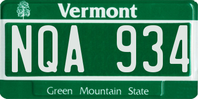 VT license plate NQA934