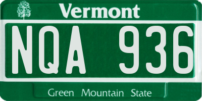 VT license plate NQA936
