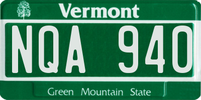 VT license plate NQA940