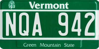 VT license plate NQA942