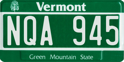 VT license plate NQA945