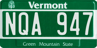 VT license plate NQA947