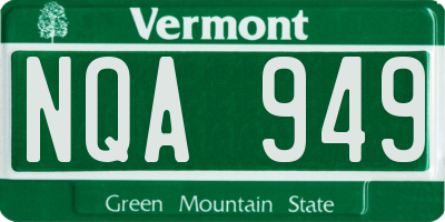 VT license plate NQA949