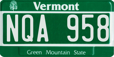 VT license plate NQA958