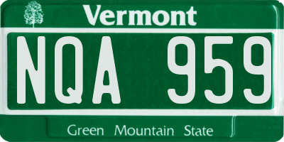 VT license plate NQA959