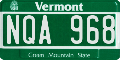 VT license plate NQA968