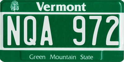 VT license plate NQA972