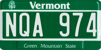 VT license plate NQA974
