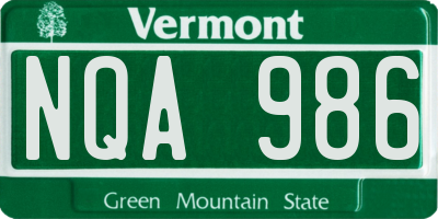 VT license plate NQA986