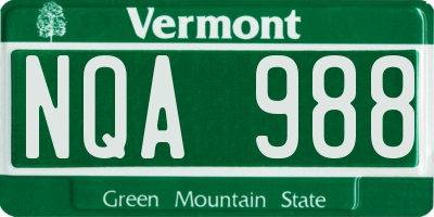 VT license plate NQA988