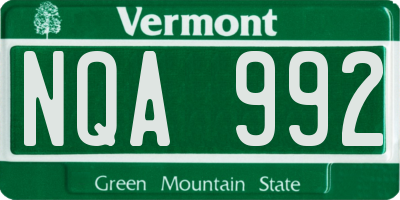 VT license plate NQA992