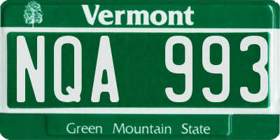 VT license plate NQA993