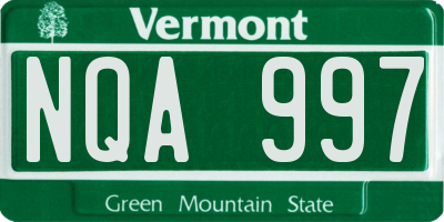VT license plate NQA997