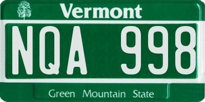 VT license plate NQA998